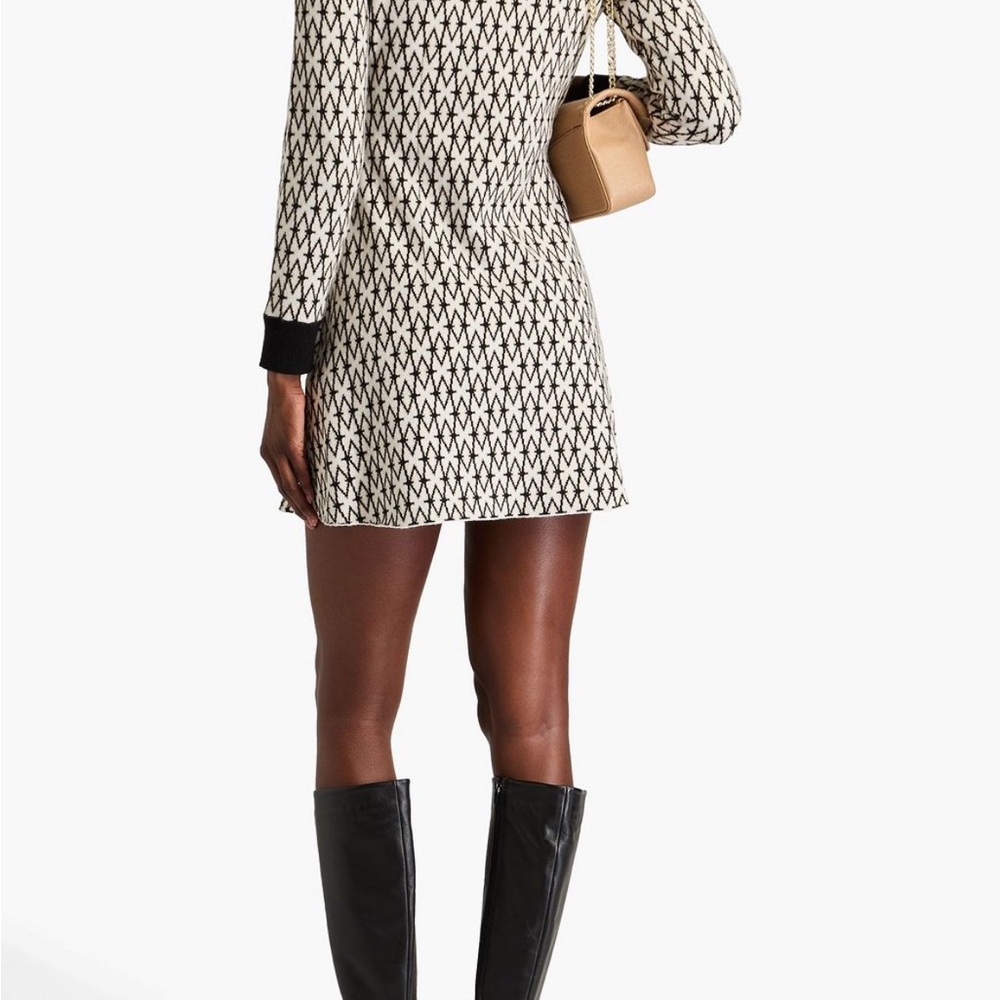 Maje monogram jacquard black and white dress - Picture 2 of 4